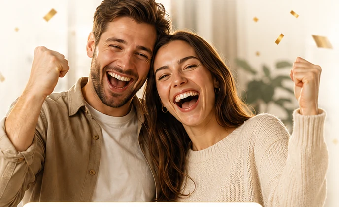 Blij stel viert samen feest